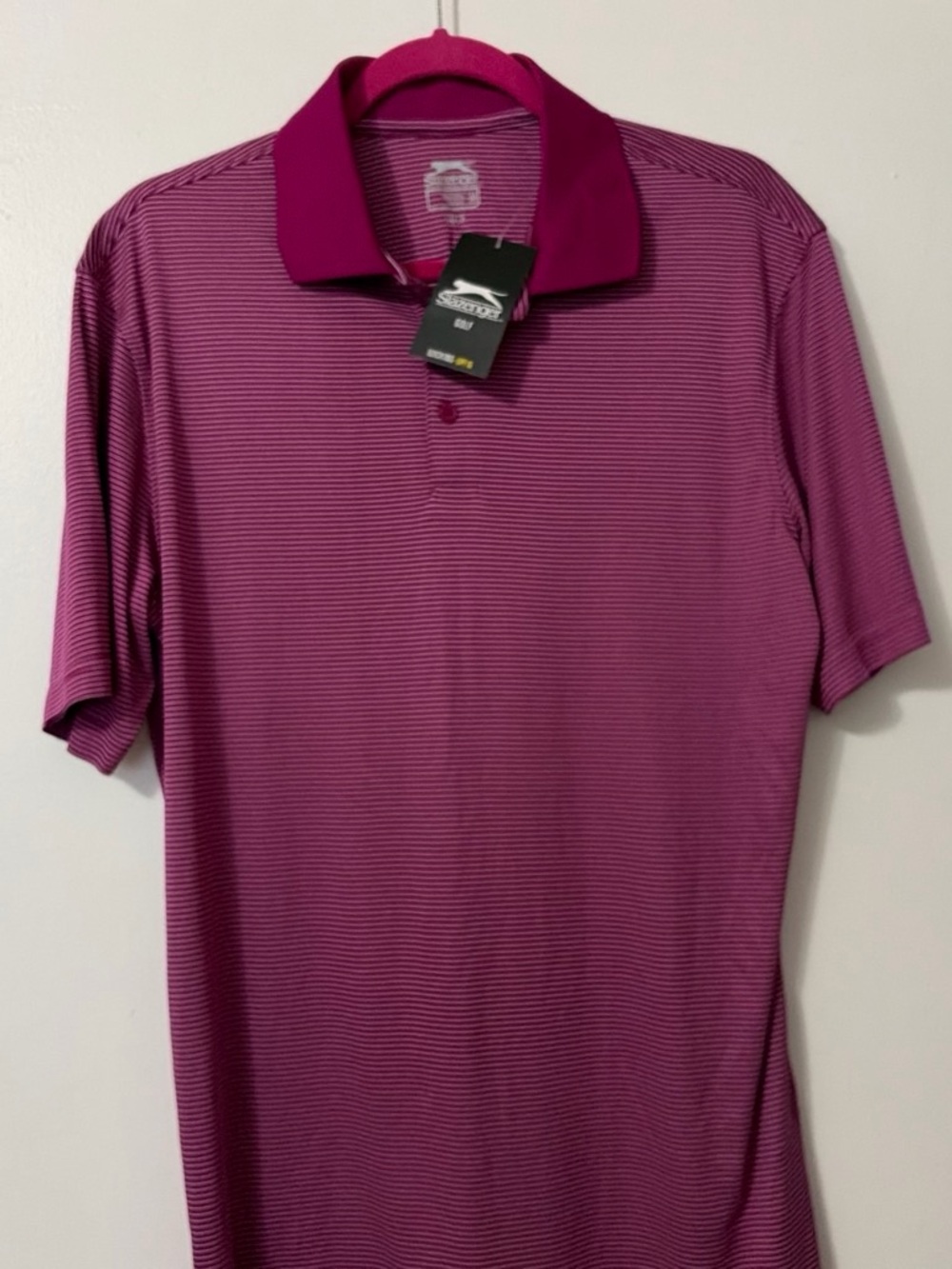 Slazenger Men’s Magenta Striped Polo Shirt